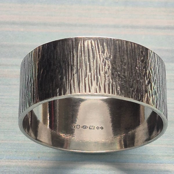 Mens Artisan Jewellery Textured Sterling Silver 925 Ring Full UK  Hallmark