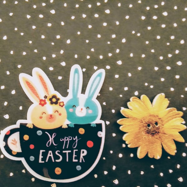 Happy Easter Bunny needle minder, Handmade needle saver, Embroidery,FREE POSTAGE