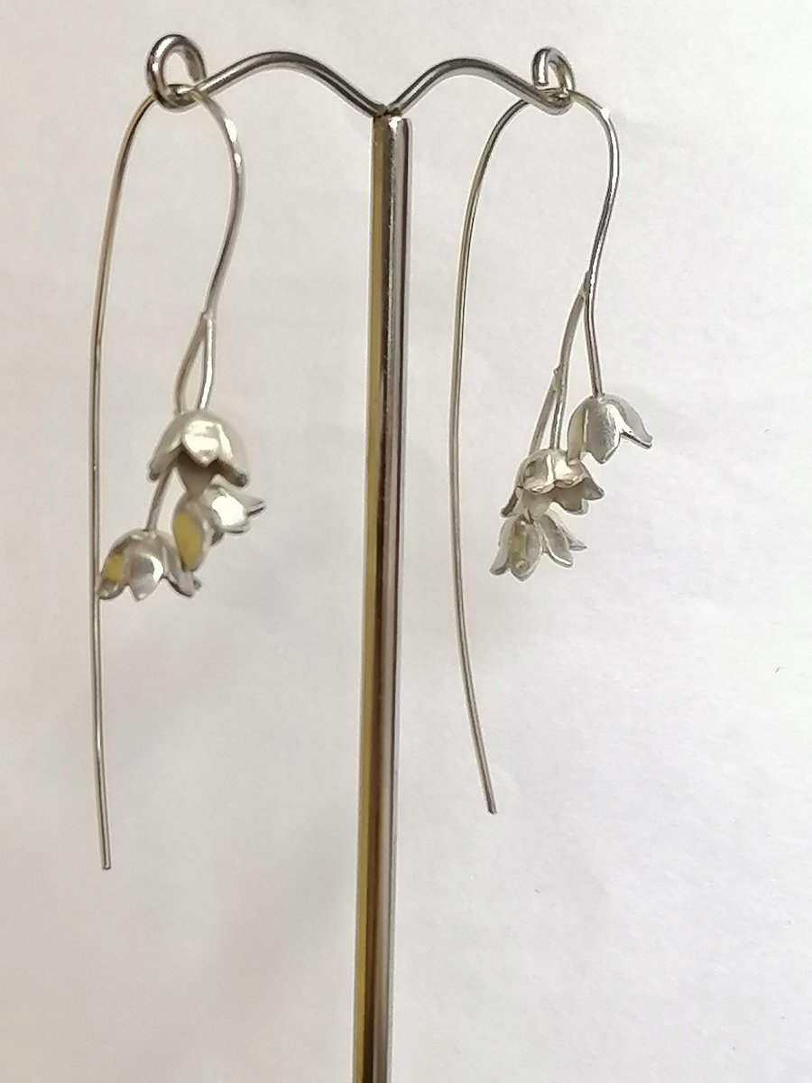 Lily of the Valley ear drops hand made from Sterling Silver