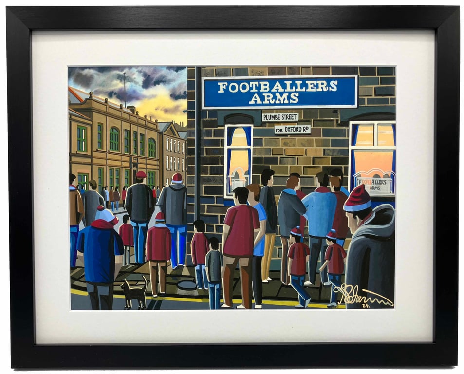 Burnley, Retro Footballers Arms Pub, Framed, Football Art Print 14" x 11" Frame 
