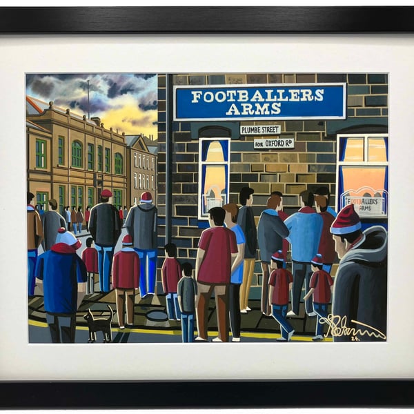 Burnley, Retro Footballers Arms Pub, Framed, Football Art Print 14" x 11" Frame 