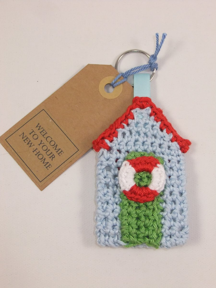 Beach Hut Key Ring ‘Welcome to your New Home!’