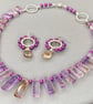 Elegant Ametrine & Purple Cultured Pearl Graduated Collar Necklace and Earrings - Image 8