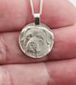 Rottweiler Coin Pendant Necklace Recycled Sterling Silver - Image 2