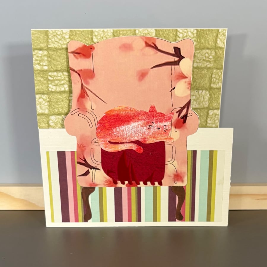 Greetings Card - Ginger Cat on Armchair