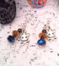 Halloween Cute Skull and Crossbones and Blue and Gold Crystals, Gift for Her