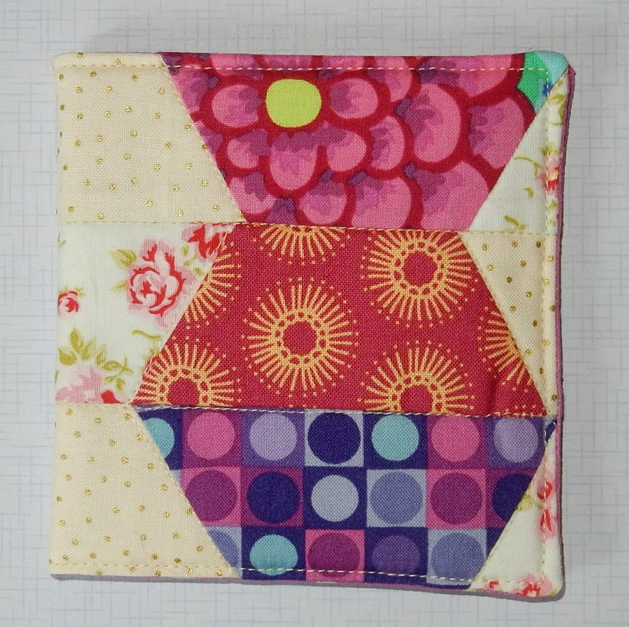 Pink hexagon patterned needle case