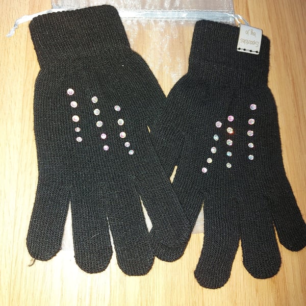 3 Lines SPARKLE GLOVES, Clear or AB sparkles, hand sparkled