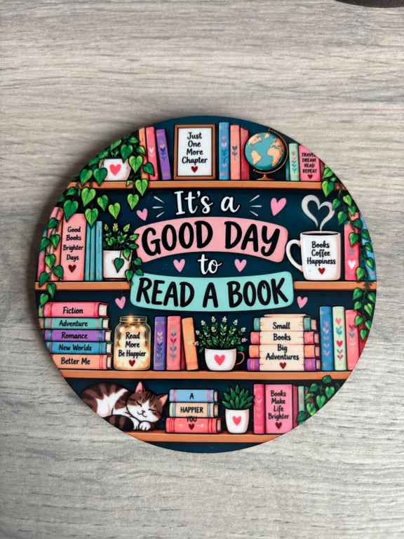Book lover coaster 'It's a good day to read a book' bookish gift, reading fan