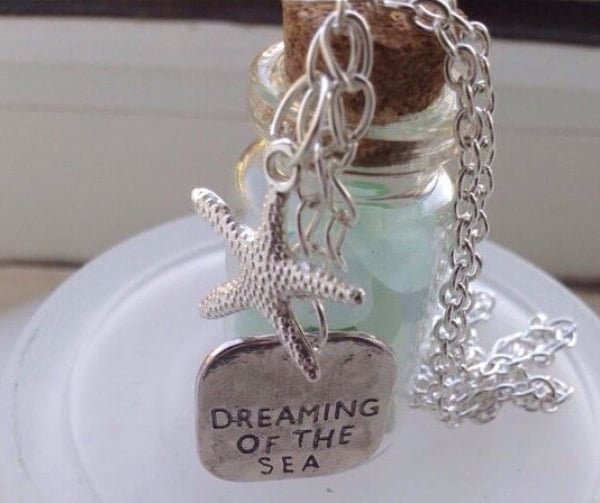 Dreaming of the Sea Seaglass Bottle Necklace