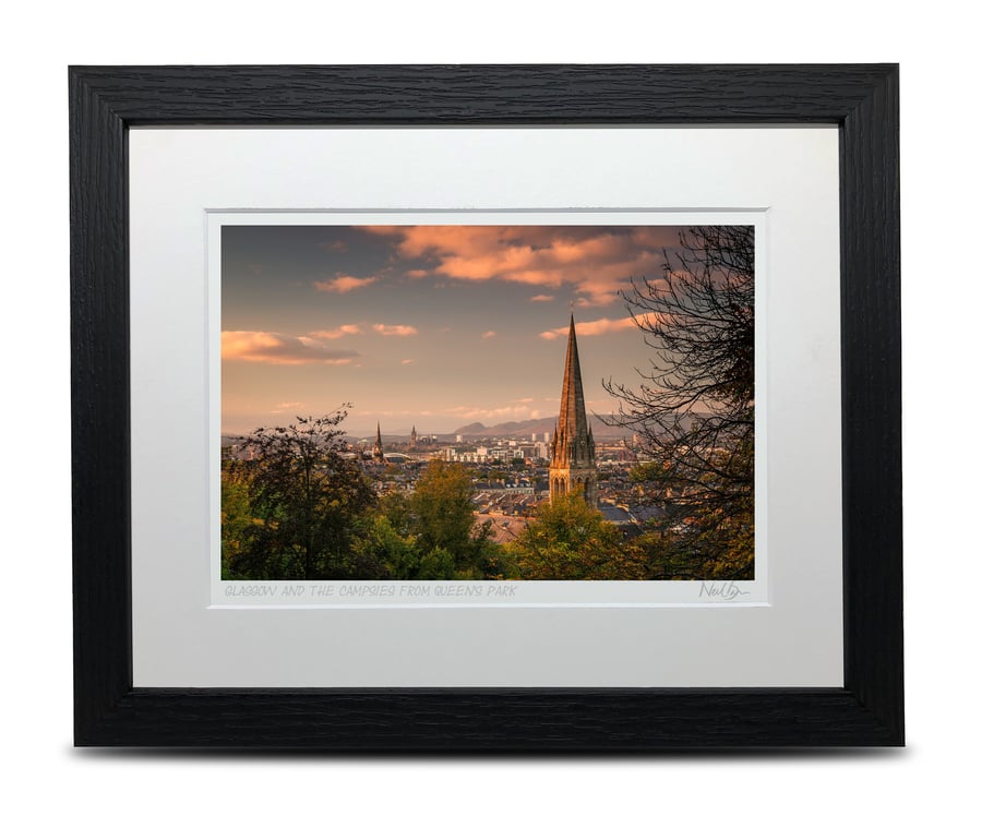 Glasgow and the Campsies from Queen's Park, Scotland - A5 (10"x 8") Framed Print