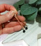 Earrings, Textured Copper Bar with Obsidian and Sterling Silver - Image 5