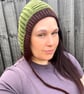 Handmade Crochet Bonnet - Woodland Green & Brown Ribbed Bonnet with Ties  - Image 1