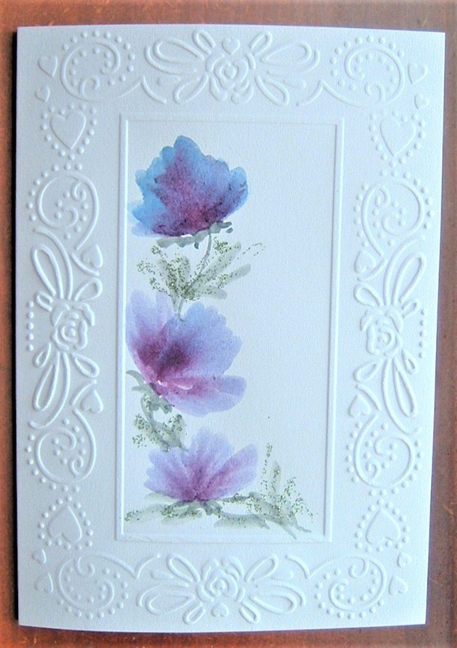 hand painted floral greetings card ( ref F 537) - Folksy