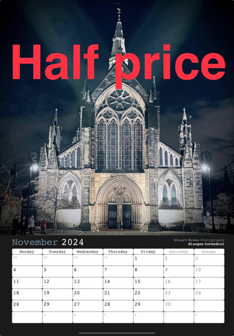 HALF PRICE! Glasgow 2024 Calendar FREE DELIVERY