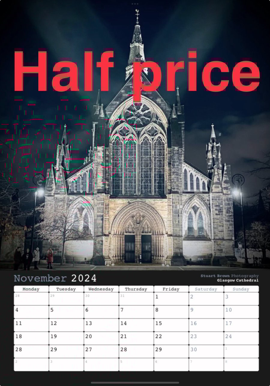 HALF PRICE! Glasgow 2024 Calendar FREE DELIVERY