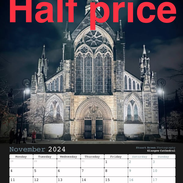 HALF PRICE! Glasgow 2024 Calendar FREE DELIVERY