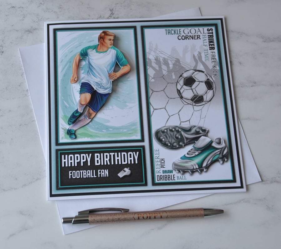 Happy Birthday Football Fan Soccer Striker Goal Corner 3D Luxury Handmade Card