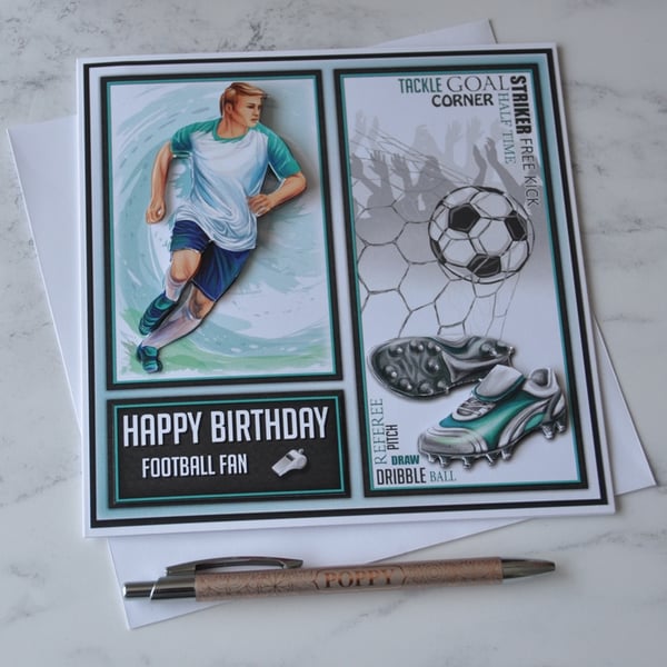 Happy Birthday Football Fan Soccer Striker Goal Corner 3D Luxury Handmade Card