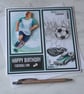 Happy Birthday Football Fan Soccer Striker Goal Corner 3D Luxury Handmade Card - Image 1