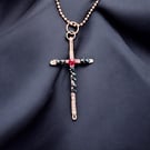 Oxidised Copper Crystals Cross - Goth, Alchemy - Large