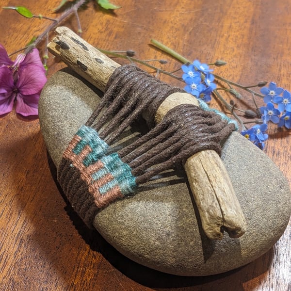 Wrapped Rock: Spring Altar Piece.  Handmade Mixed Media Keepsake