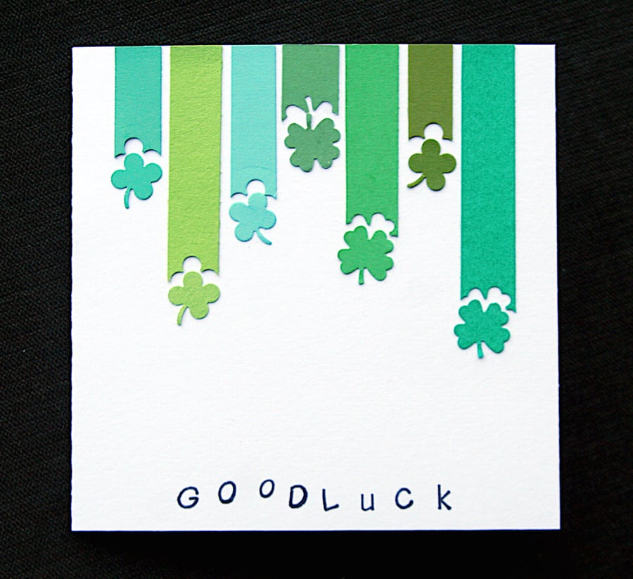 Good Luck Shamrock Stripes - handcrafted Good Luck Card - dr21-0002