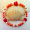 Red Heart, Pink Coral , Shell & Swarovski Crystal Bracelet - Seconds Sunday.