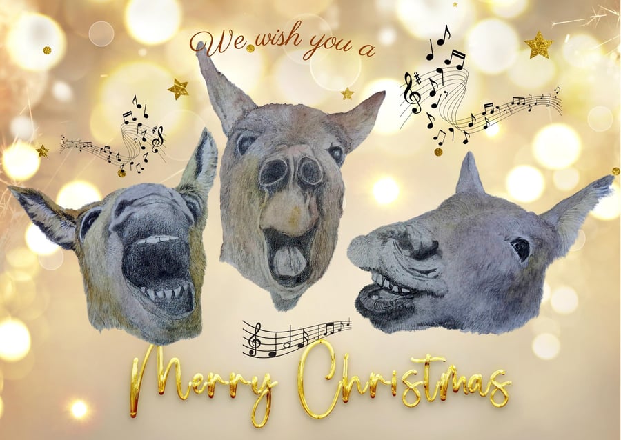 Christmas Singing Donkeys Greetings Cards