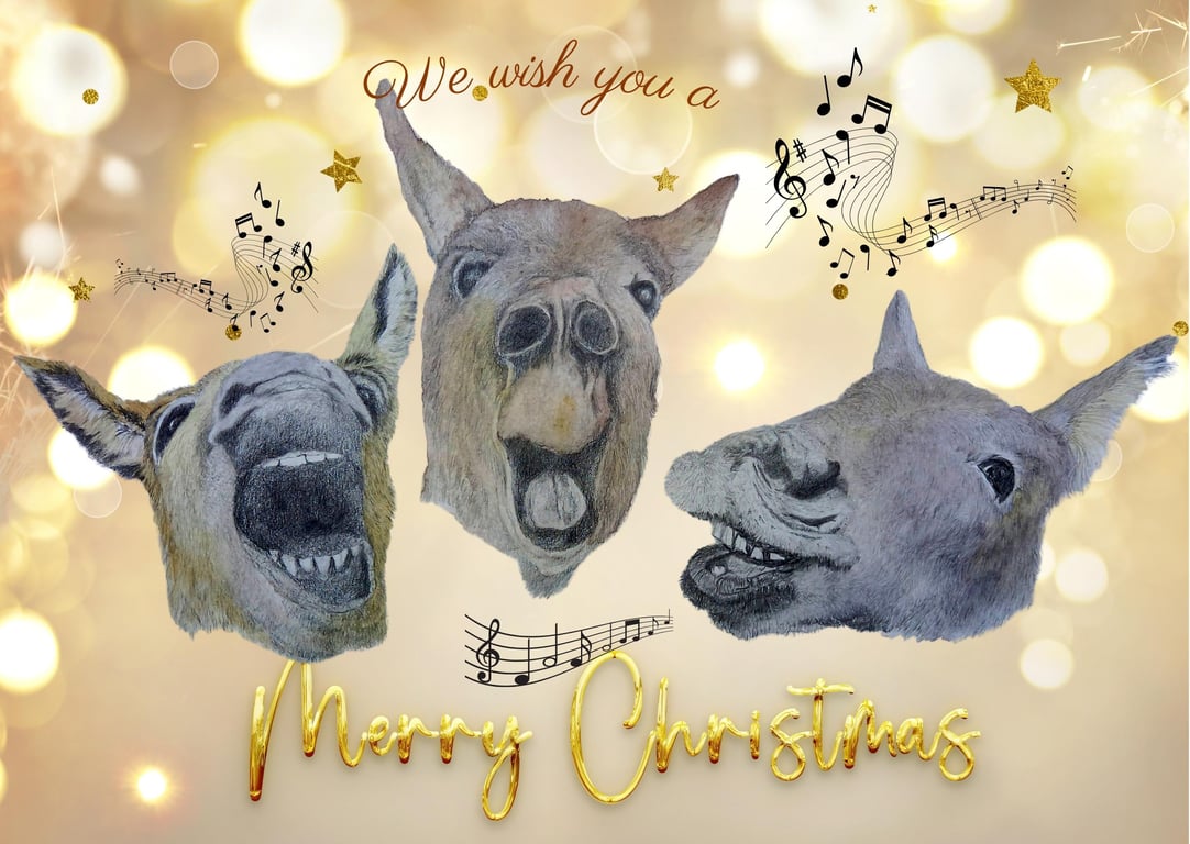 Christmas Singing Donkeys Greetings Cards