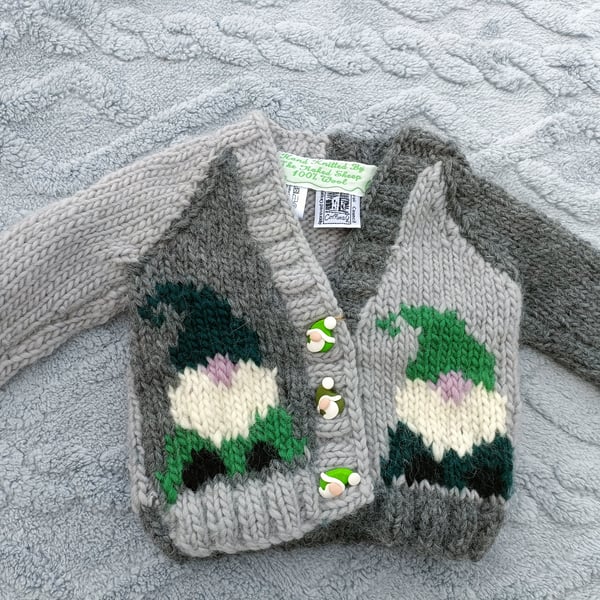 6-12 month  chunky wool Hand Knitted Cardigan 