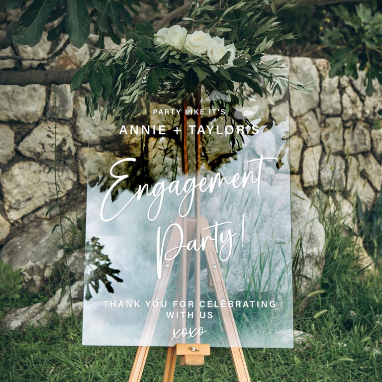 Let's Party Engagement Sticker - Personalised Engagement Party Sticker Sign