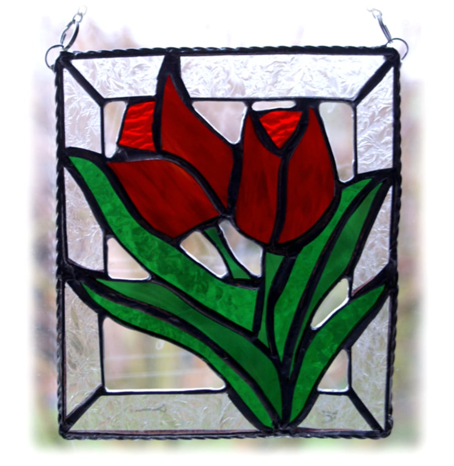 Tulips Stained Glass Picture Flower Suncatcher  