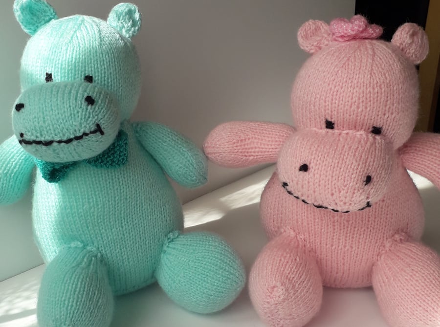 Hand knitted Hippo toy