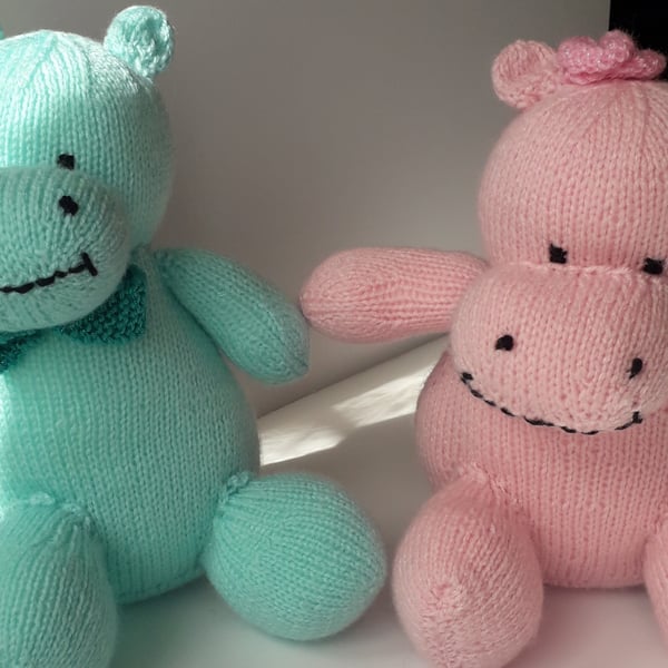 Hand knitted Hippo toy