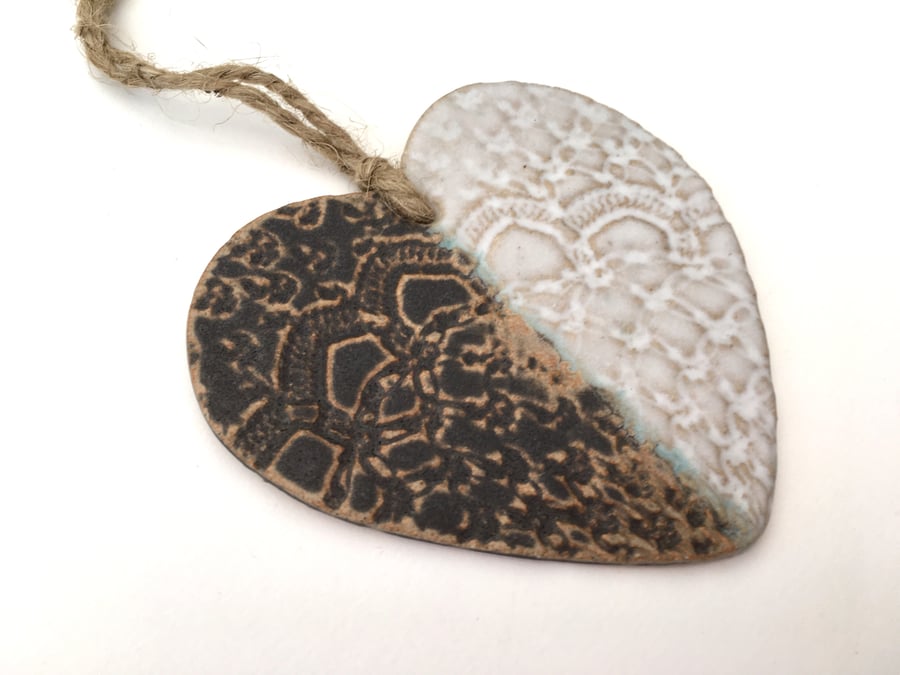 Unique Loveheart hanger, ceramic lovehearts, gift idea, home decor, pottery