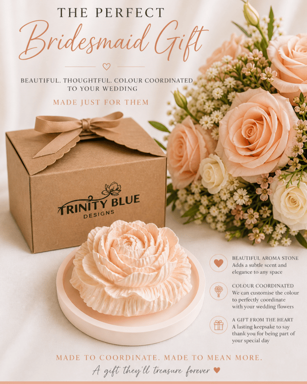 Scented peony ornament on coaster - aroma stone passive diffuser 