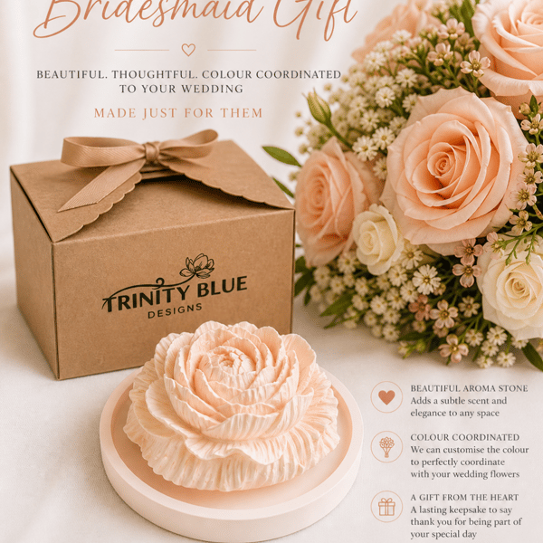 Scented peony ornament on coaster - aroma stone passive diffuser 