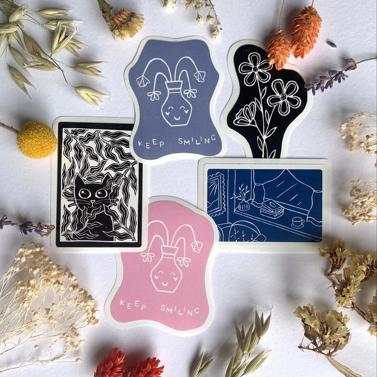 Lino Printed Sticker Pack
