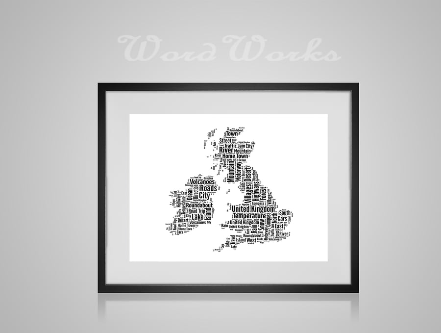 Personalised United Kingdom Map Design Word Art Gifts  
