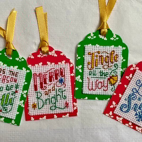 Festive Gift Tags Set Cross Stitch