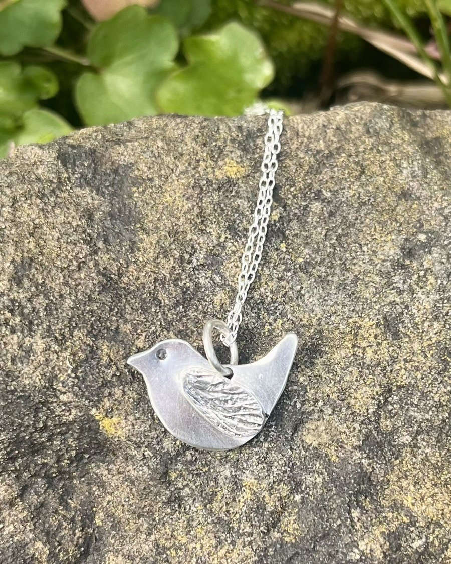 Handmade Sterling Silver 925 Bird Pendant Necklace & Chain