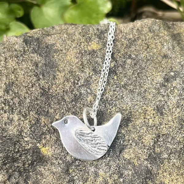 Handmade Sterling Silver 925 Bird Pendant Necklace & Chain