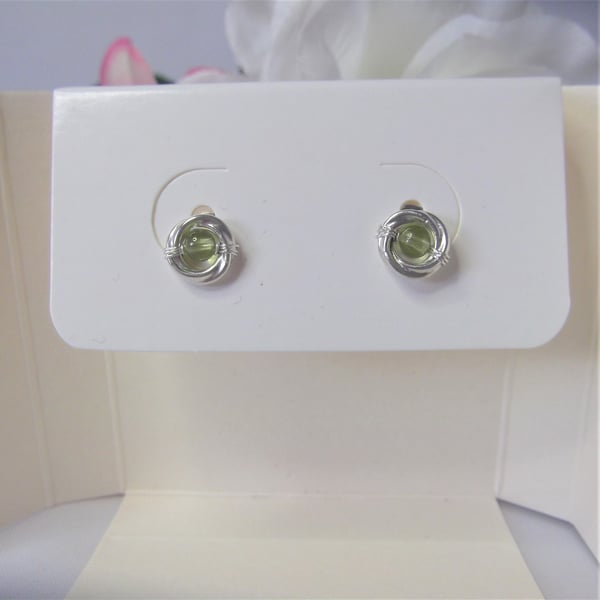 Peridot gemstone stud earrings August birthstone