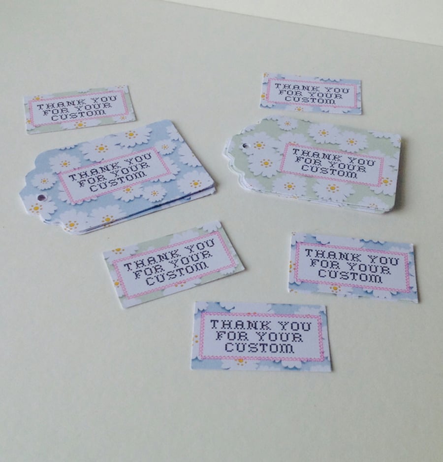 Message Tags and Mini Note,Thank You for Your Custom,DaisyPrint,30pk
