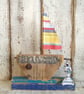 Handmade Reclaimed Wood Sailboat Decor, Rustic Nautical Ornament