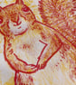 Polite Squirrel, 2-colour risograph print - Image 3