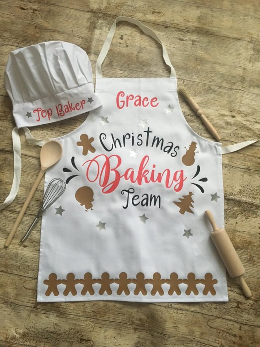 Christmas Apron, Childrens Personalised Apron, Gingerbread Apron,Custom Apron