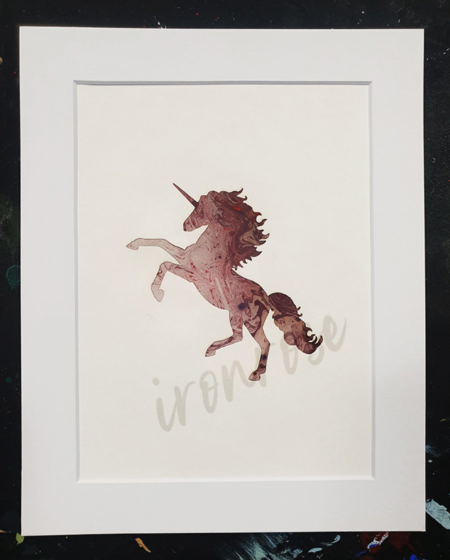 Chocolate Swirl Unicorn art - 10 x 8"