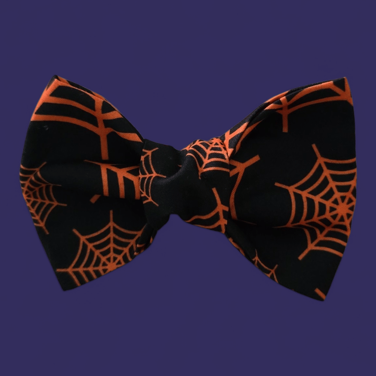 Halloween dog spider web bow